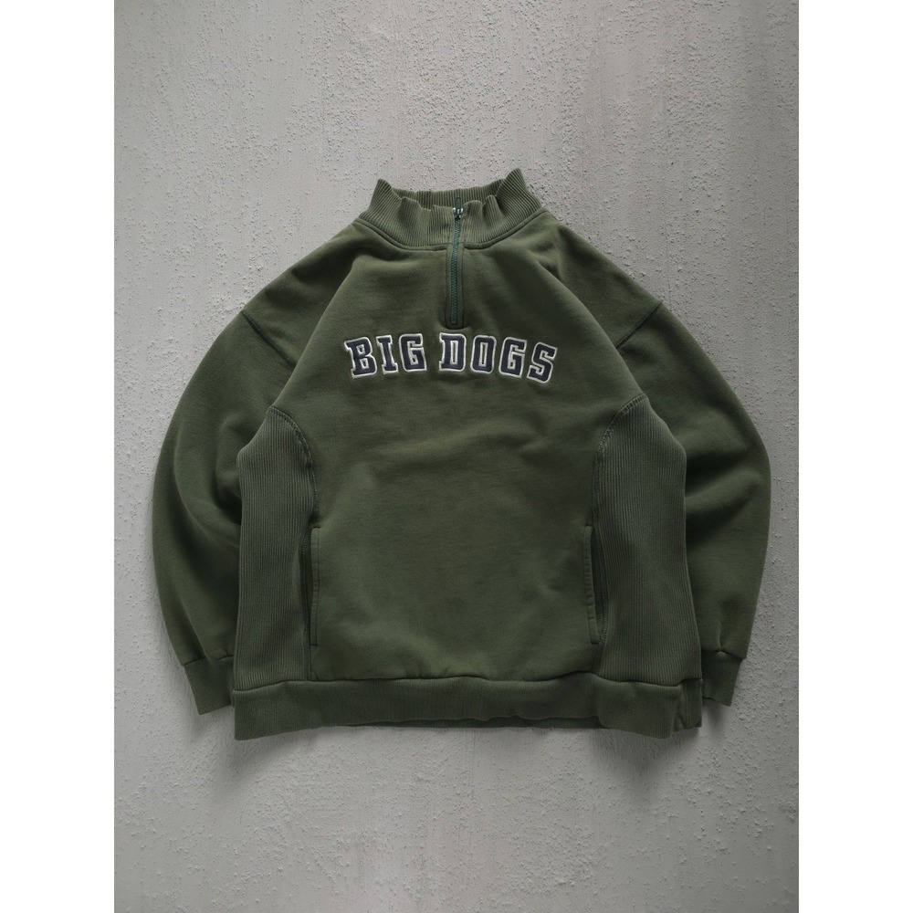 Vintage 2000s Big Dogs Green Quarter-Zip Sweatshirt L